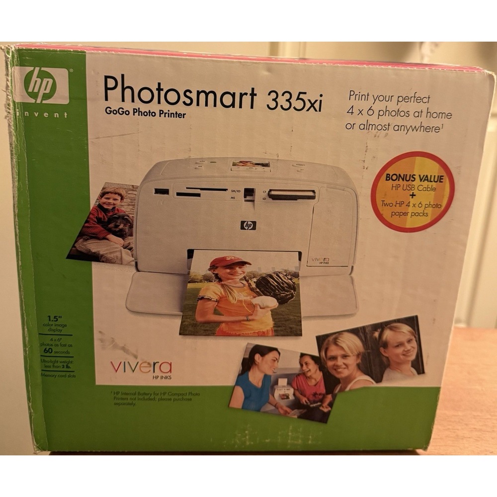Hp Photosmart 335xi Gogo Photo Printer New Sealed